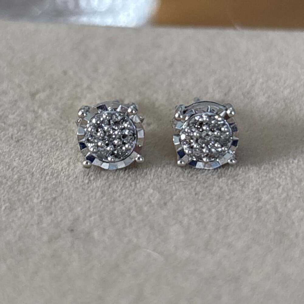 1/4 ct Natural Diamond Round Brilliant Stud Earrings Sterling Silver 925